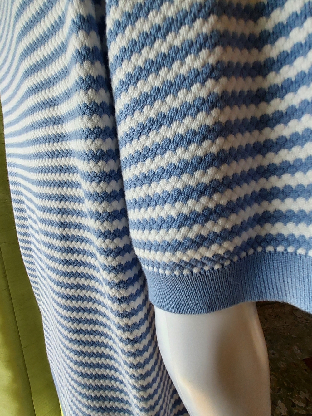 Adrianna Papell Blue & White Striped Short-Sleeve Sweater with Bow Accents - Picture 5 of 12